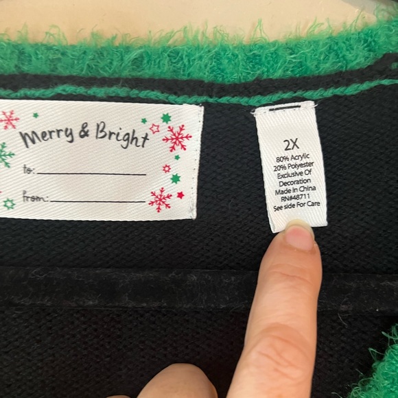 NEW Merry & Bright Ugly Sweater Christmas Rock the Bells PlusSize 2X Sequin Lama - Picture 12 of 14